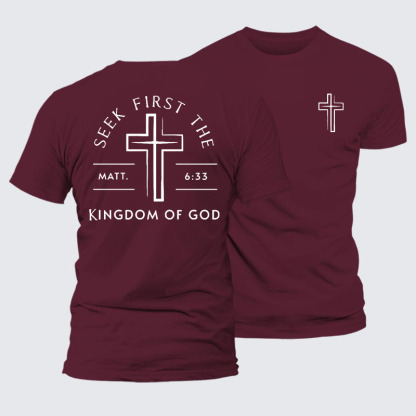 Seek First The Kingdom Of God Jesus God Christian – Premium Cotton Blend Tee