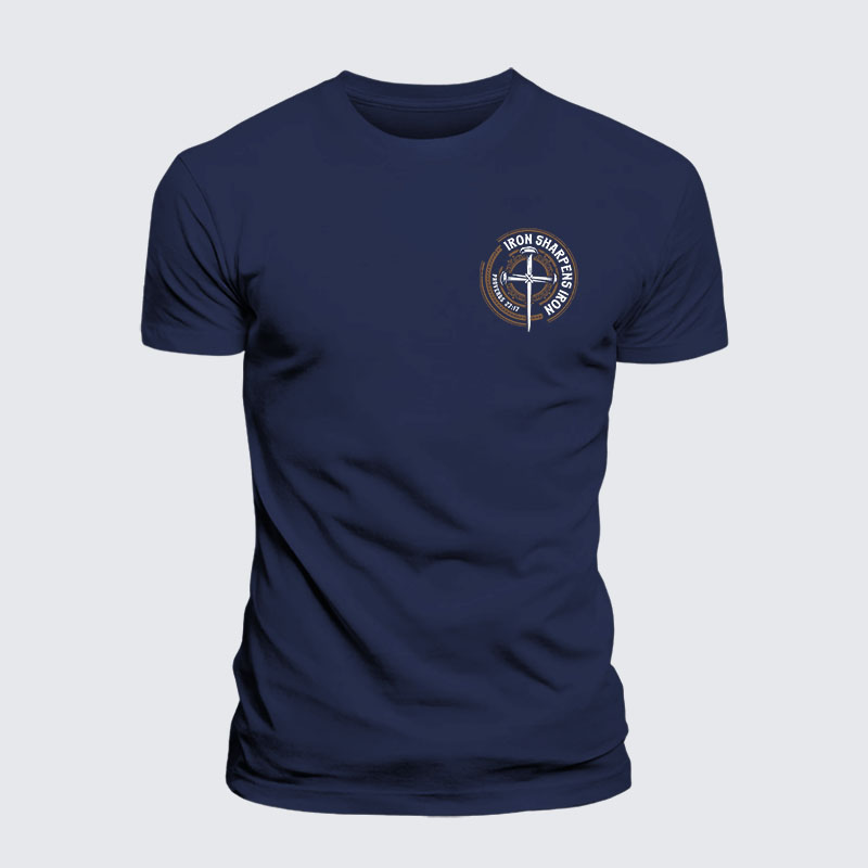 Iron Sharpens Iron - Proverbs 27:17 Jesus God Christian – Premium Cotton Blend Tee