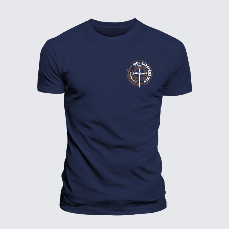 Iron Sharpens Iron - Proverbs 27:17 Jesus God Christian – Premium Cotton Blend Tee