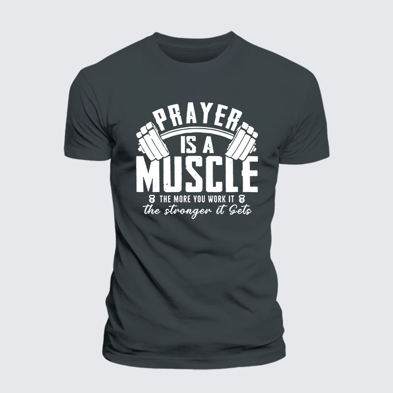 Prayer Is A Muscle Cross Jesus God Christian – Premium Cotton Blend Tee