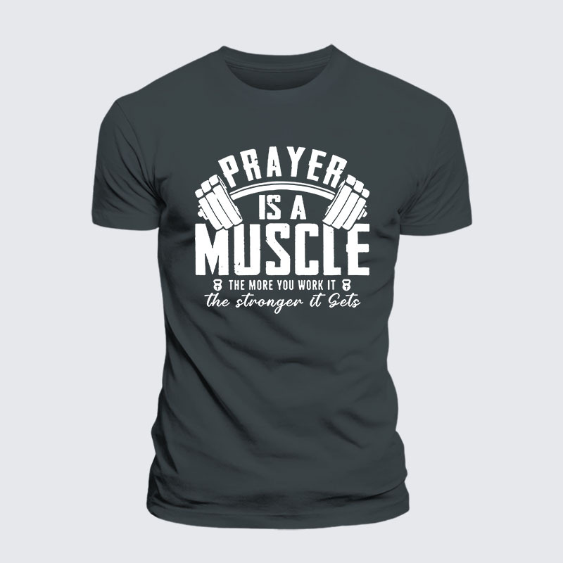 Prayer Is A Muscle Cross Jesus God Christian – Premium Cotton Blend Tee