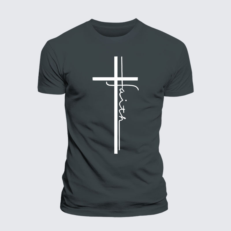 Faith Cross Jesus God Christian – Premium Cotton Blend Tee