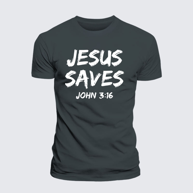 Jesus Saves John 3:16 Jesus God Christian – Premium Cotton Blend Tee