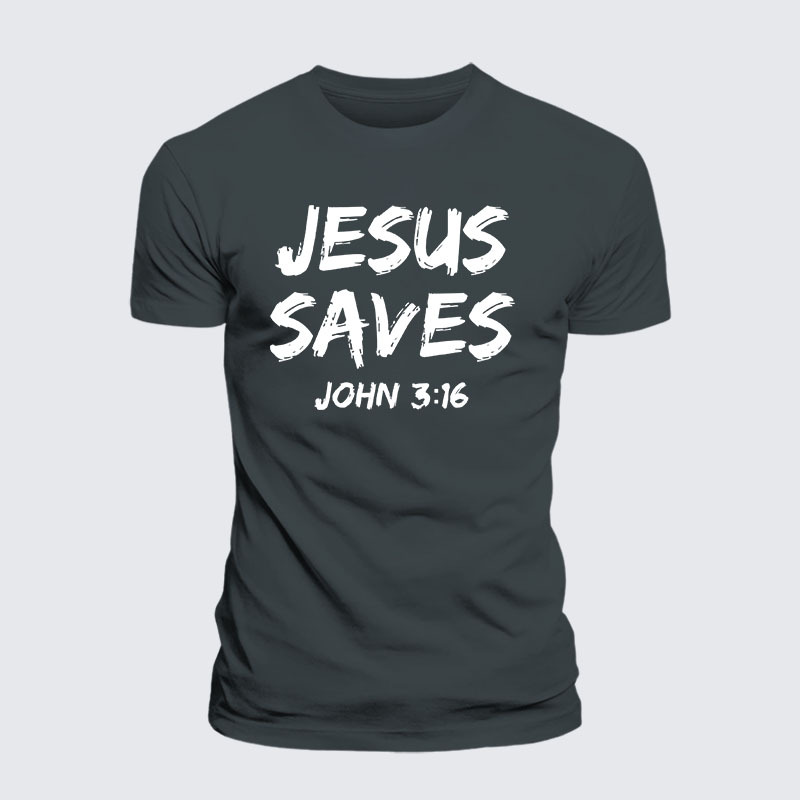 Jesus Saves John 3:16 Jesus God Christian – Premium Cotton Blend Tee