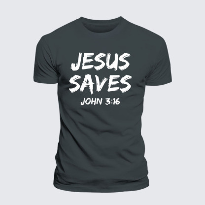 Jesus Saves John 3:16 Jesus God Christian – Premium Cotton Blend Tee