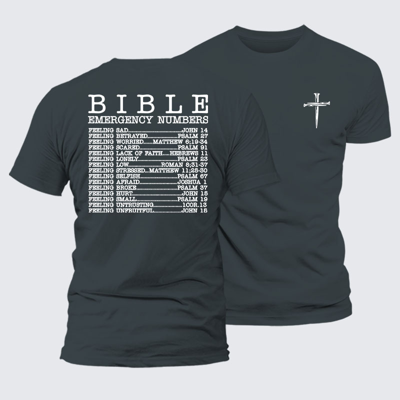 Bible Emergency Numbers Jesus God Christian– Comfort Tee