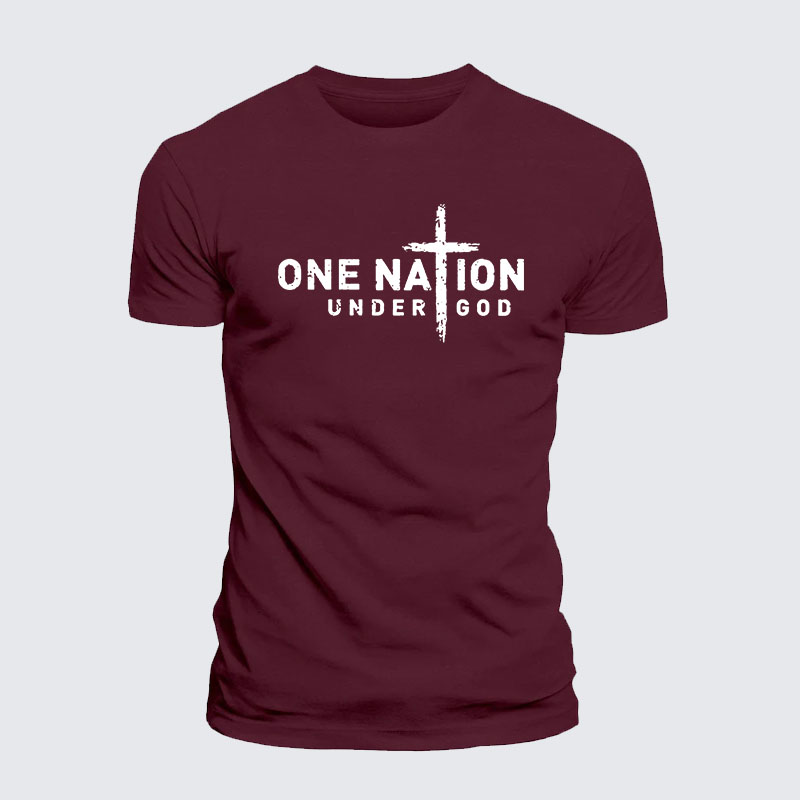 One Nation Under God Cross Jesus God Christian – Premium Cotton Blend Tee