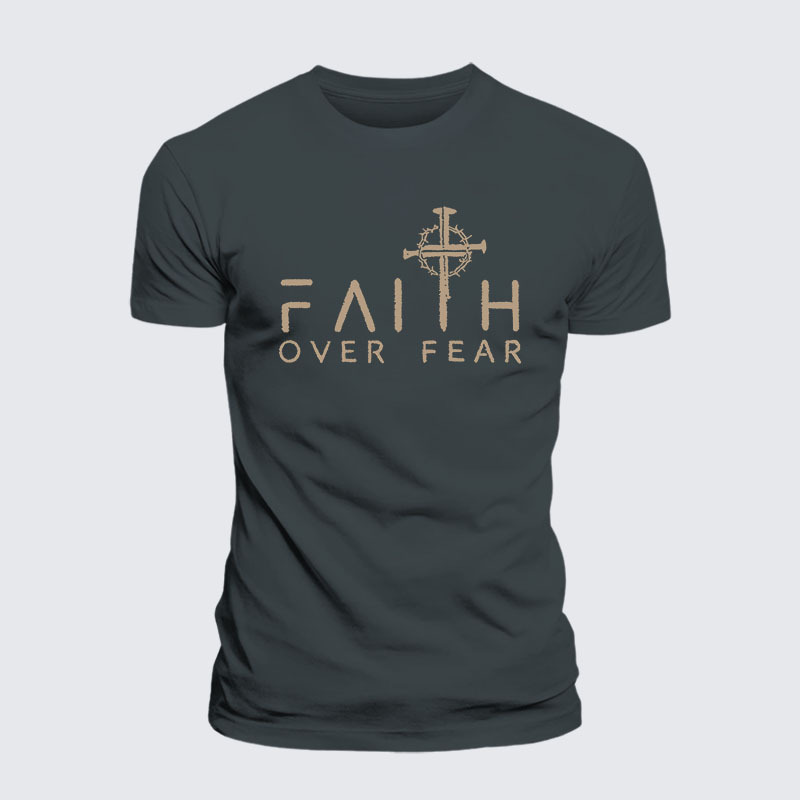 Faith Over Fear Faith Cross Jesus God Christian– Performance Comfort Tee