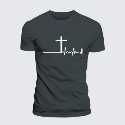 ECG Cross Jesus God Christian– Performance Comfort Tee