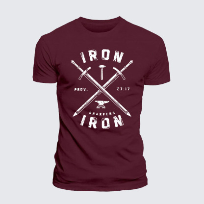 Iron Sharpens Iron Jesus God Christian – Premium Cotton Blend Tee