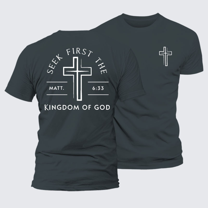 Seek First The Kingdom Of God Jesus God Christian – Premium Cotton Blend Tee