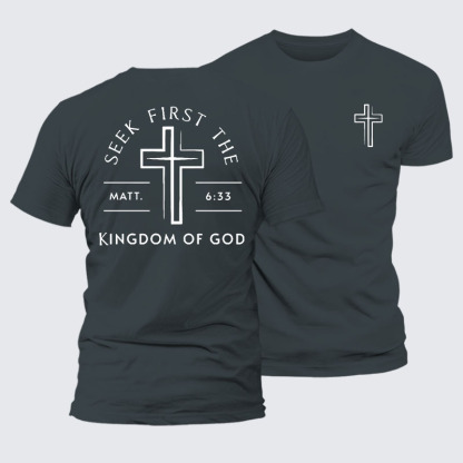 Seek First The Kingdom Of God Jesus God Christian – Premium Cotton Blend Tee