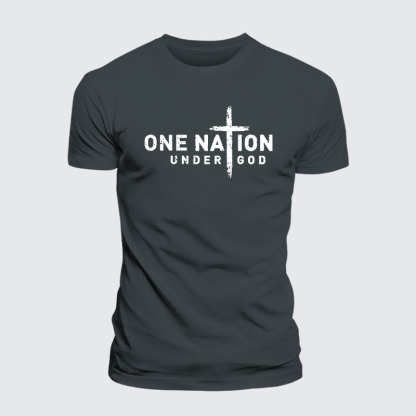One Nation Under God Cross Jesus God Christian – Premium Cotton Blend Tee