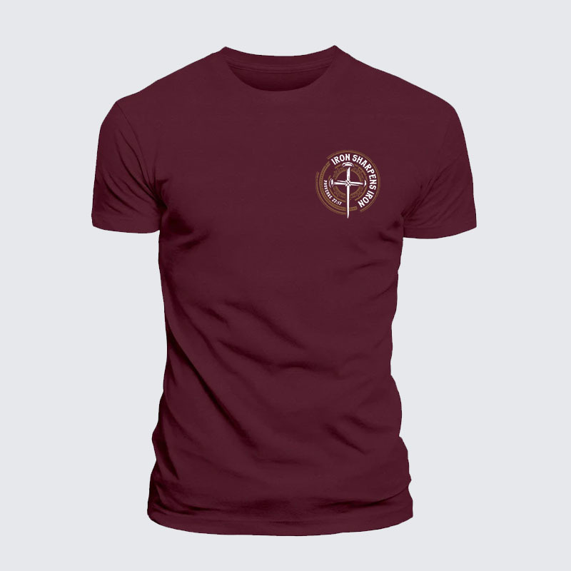 Iron Sharpens Iron - Proverbs 27:17 Jesus God Christian – Premium Cotton Blend Tee