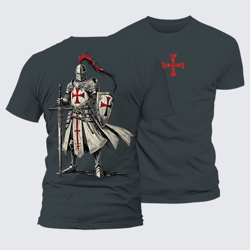 Crusader Knight Jesus God Christian – Premium Cotton Blend Tee