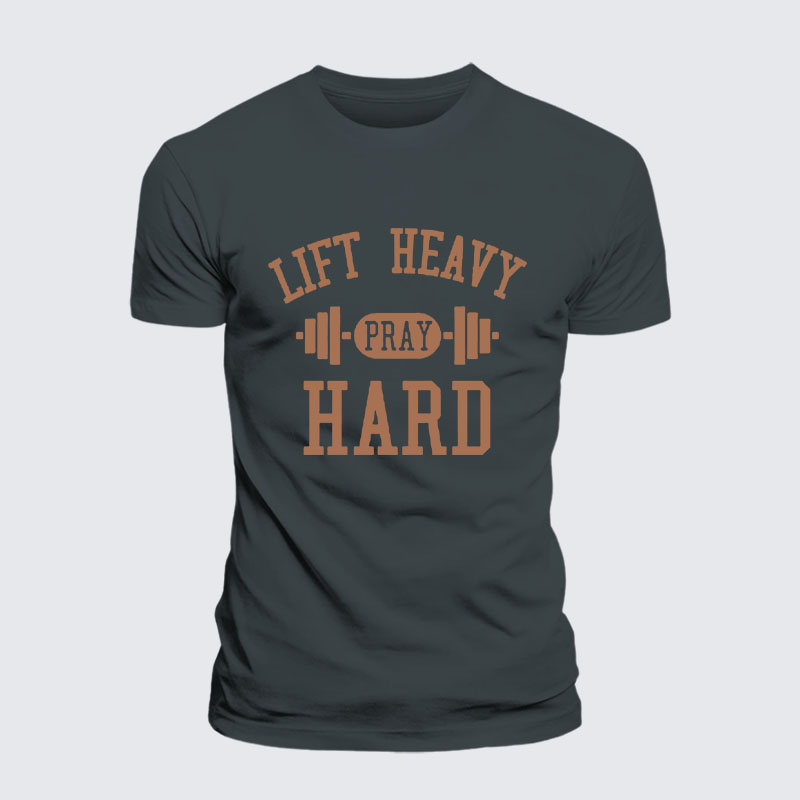 Lift Heavy Pray Hard Jesus God Christian– Performance Comfort Tee