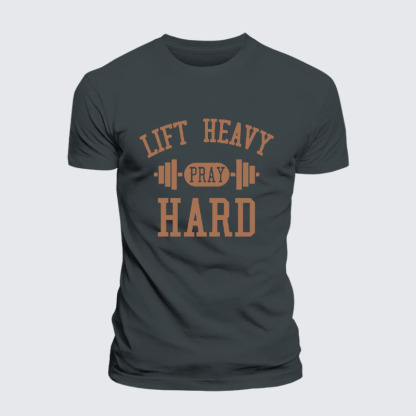 Lift Heavy Pray Hard Jesus God Christian– Performance Comfort Tee