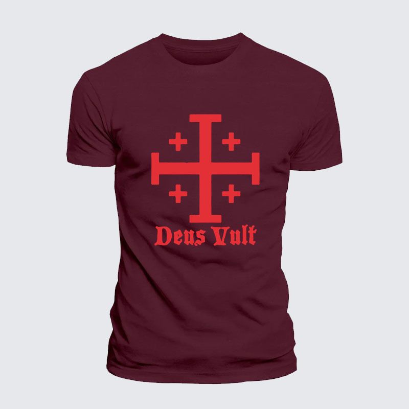 Jerusalem Cross Deus Vult  Jesus God Christian– Performance Comfort Tee