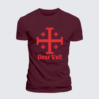 Jerusalem Cross Deus Vult  Jesus God Christian– Performance Comfort Tee