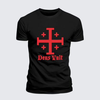 Jerusalem Cross Deus Vult  Jesus God Christian– Performance Comfort Tee