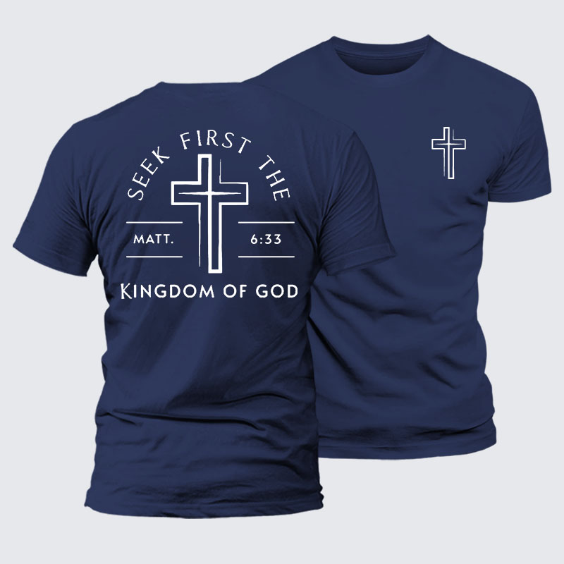 Seek First The Kingdom Of God Jesus God Christian – Premium Cotton Blend Tee
