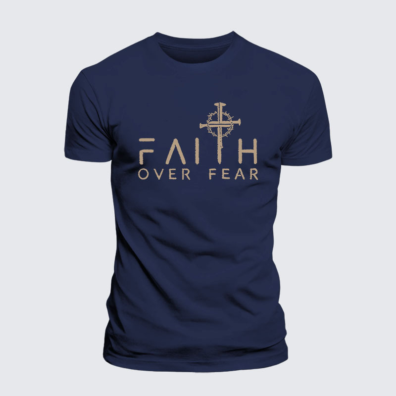 Faith Over Fear Faith Cross Jesus God Christian– Performance Comfort Tee