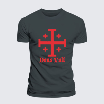 Jerusalem Cross Deus Vult  Jesus God Christian– Performance Comfort Tee