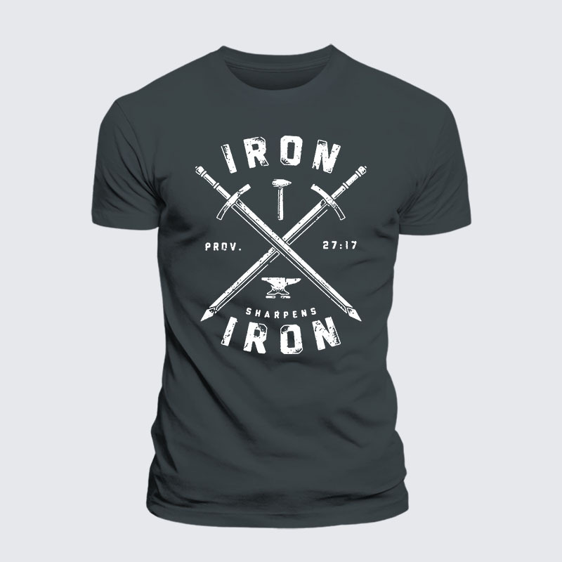 Iron Sharpens Iron Jesus God Christian – Premium Cotton Blend Tee