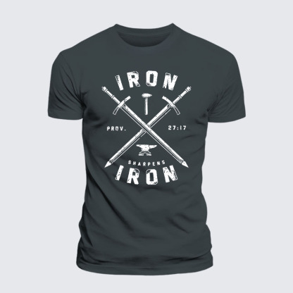 Iron Sharpens Iron Jesus God Christian – Premium Cotton Blend Tee