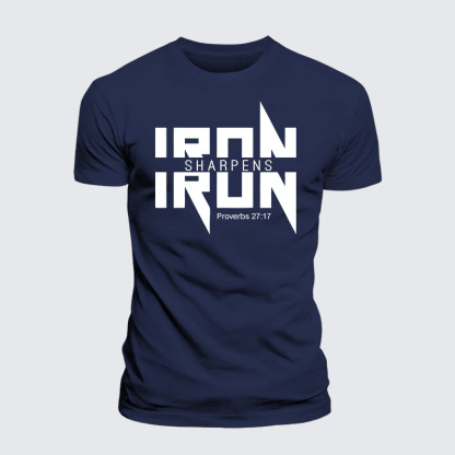 Iron Sharpens Iron Proverbs 27:17 Jesus God Christian – Premium Cotton Blend Tee