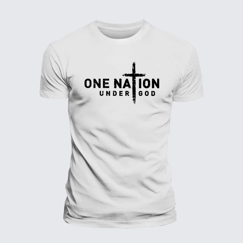 One Nation Under God Cross Jesus God Christian – Premium Cotton Blend Tee