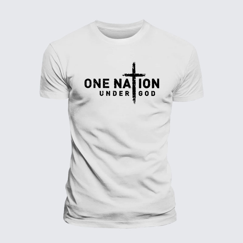 One Nation Under God Cross Jesus God Christian – Premium Cotton Blend Tee