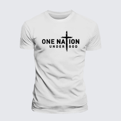 One Nation Under God Cross Jesus God Christian – Premium Cotton Blend Tee