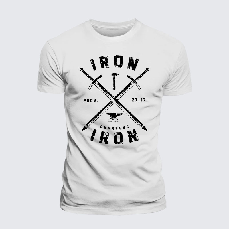 Iron Sharpens Iron Jesus God Christian – Premium Cotton Blend Tee