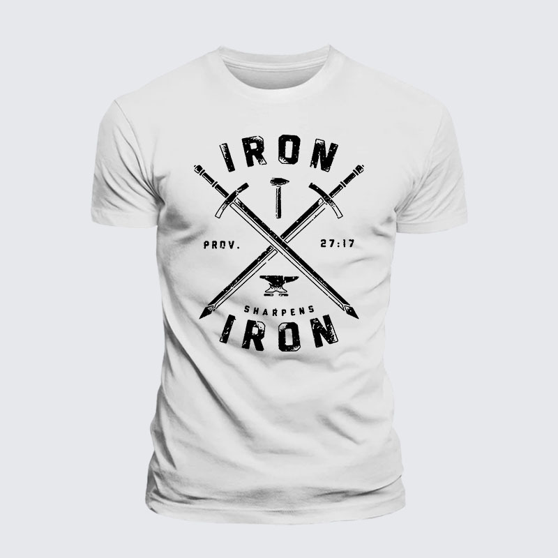 Iron Sharpens Iron Jesus God Christian – Premium Cotton Blend Tee