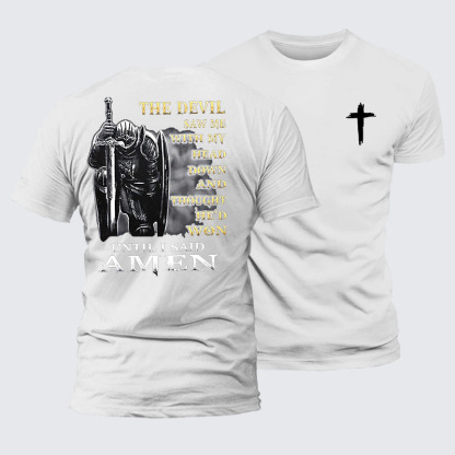 The Devil Saw Me with My Head Down and Thought He'd Won Until I Said Amen Jesus God Christian– Comfort Tee
