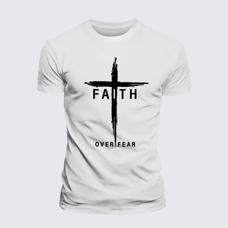 Faith Over Fear Cross Jesus God Christian– Performance Comfort Tee