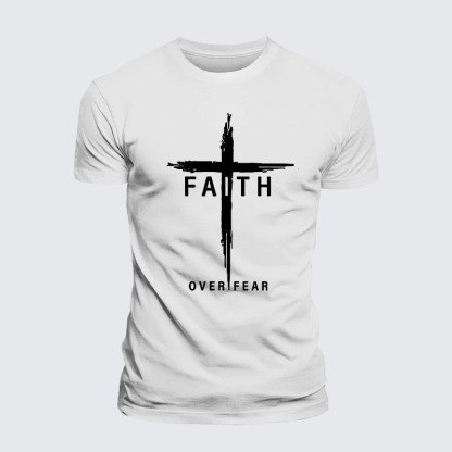 Faith Over Fear Cross Jesus God Christian– Performance Comfort Tee