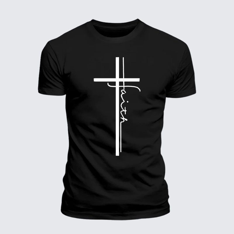 Faith Cross Jesus God Christian – Premium Cotton Blend Tee