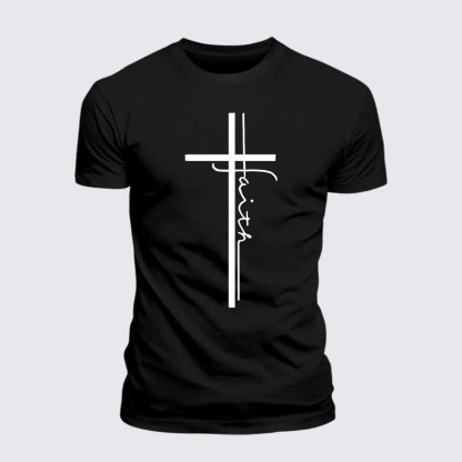 Faith Cross Jesus God Christian – Premium Cotton Blend Tee