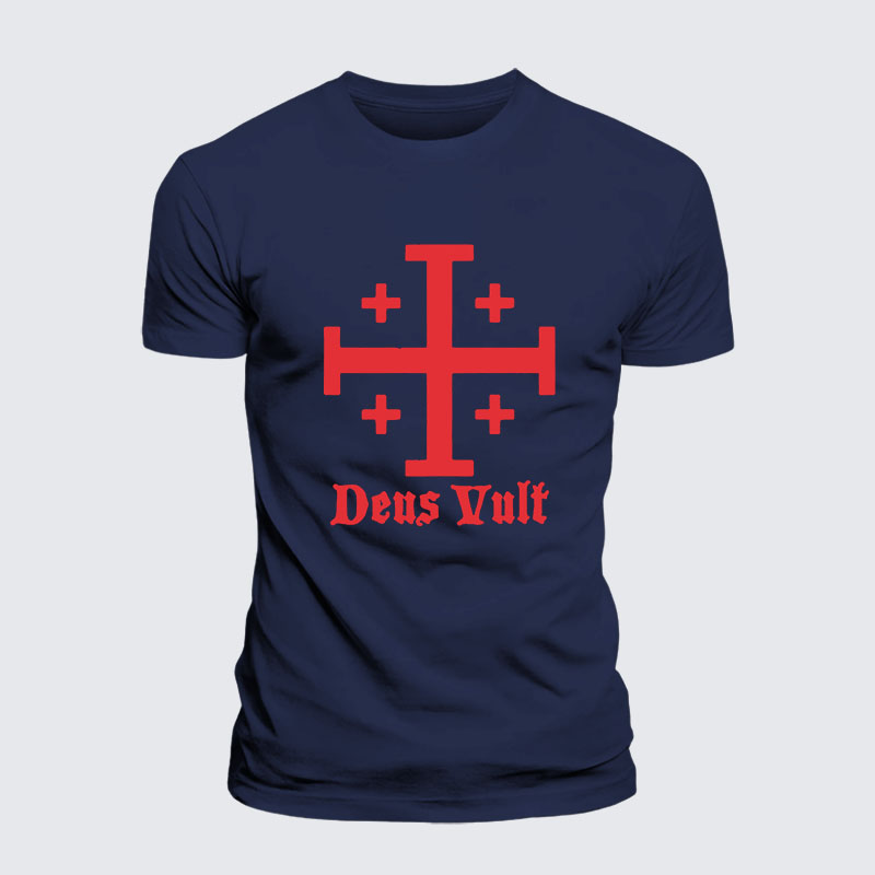 Jerusalem Cross Deus Vult  Jesus God Christian– Performance Comfort Tee