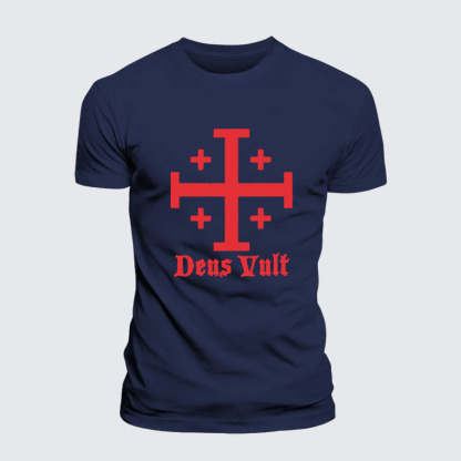 Jerusalem Cross Deus Vult  Jesus God Christian– Performance Comfort Tee