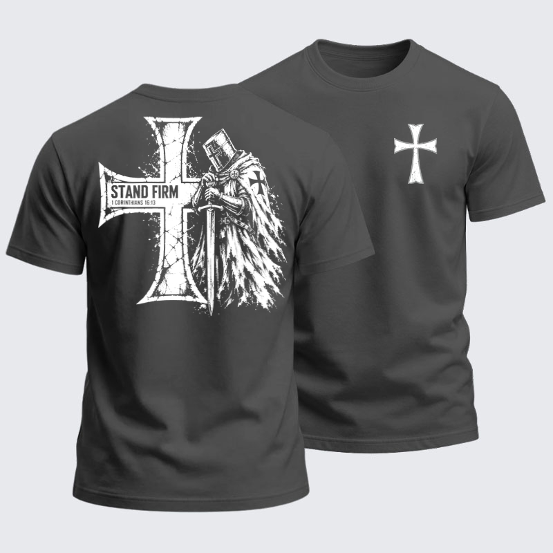 Heavyweight Cotton Tee - Stand Firm – 1 Corinthians 16:13 Christian Knight