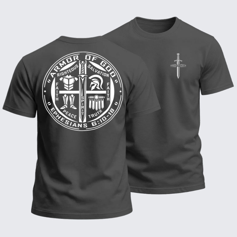 Heavyweight Cotton Tee - Armor of God – Ephesians 6:10–18 Christian Warrior