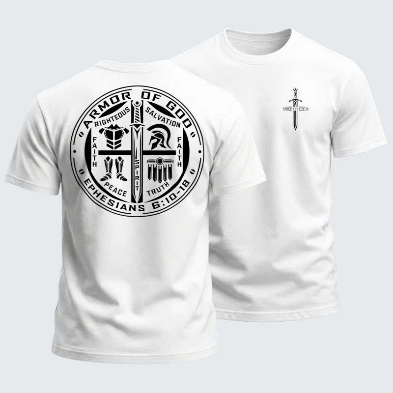 Heavyweight Cotton Tee - Armor of God – Ephesians 6:10–18 Christian Warrior