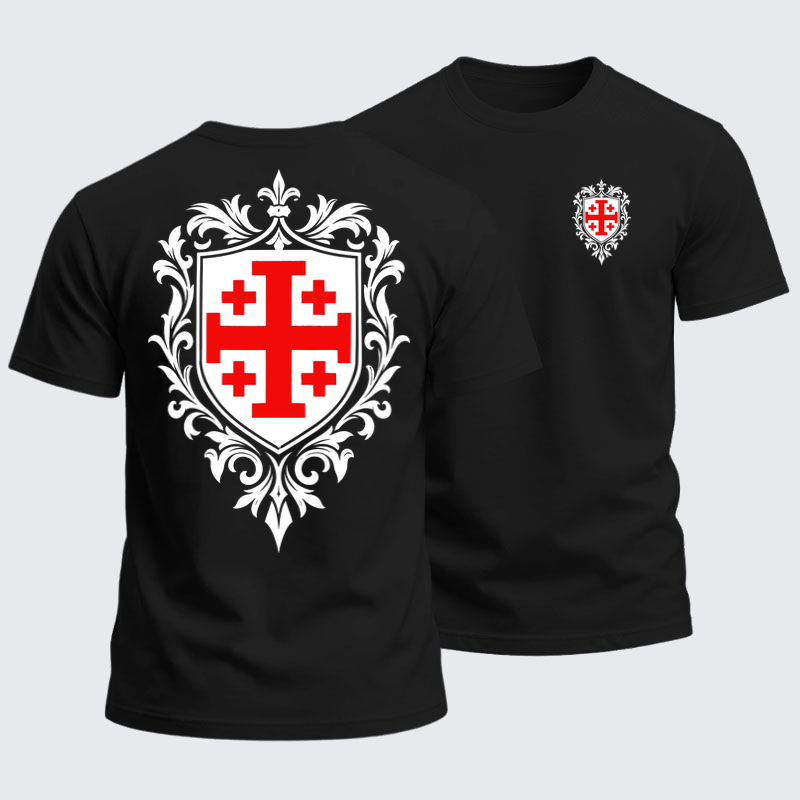 Heavyweight Cotton Tee - Jerusalem Cross Heraldic Crest