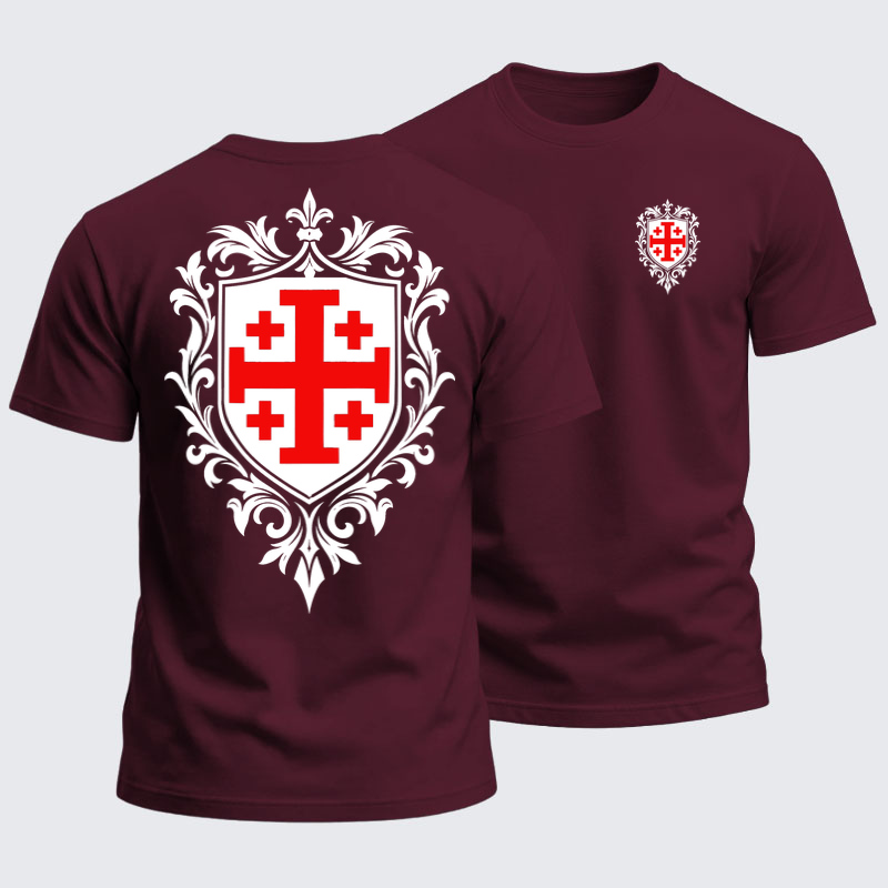 Heavyweight Cotton Tee - Jerusalem Cross Heraldic Crest