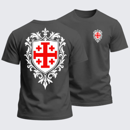 Heavyweight Cotton Tee - Jerusalem Cross Heraldic Crest