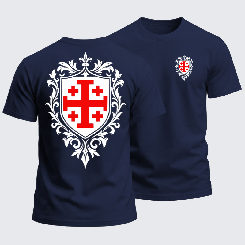 Heavyweight Cotton Tee - Jerusalem Cross Heraldic Crest