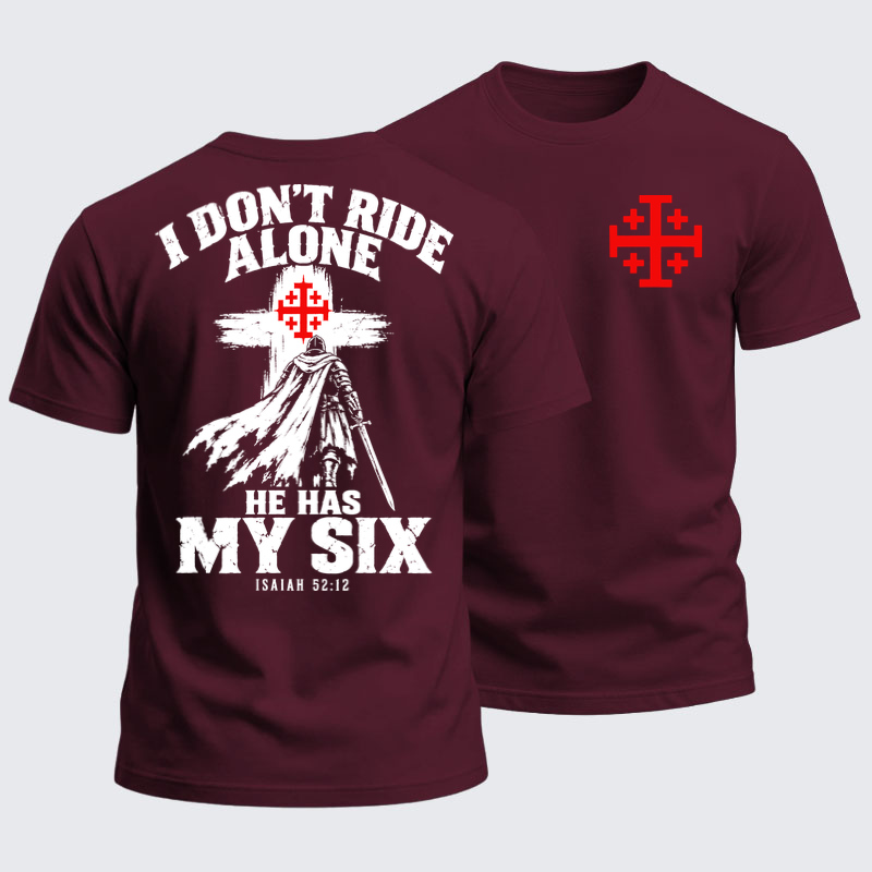 Heavyweight Cotton Tee - I Don’t Ride Alone – Isaiah 52:12 Christian Warrior